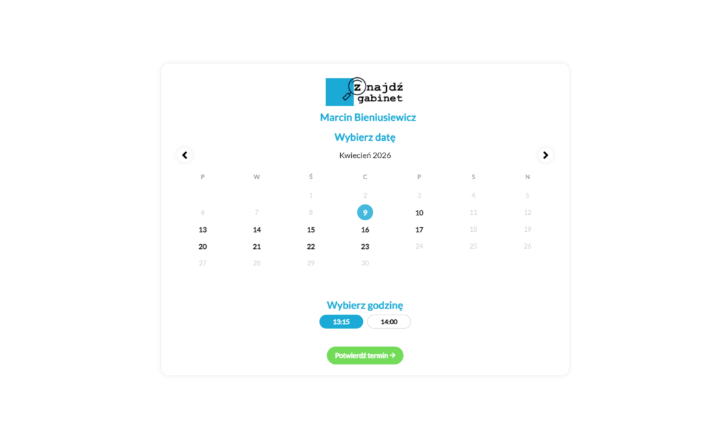 rehabilitacja terminarz