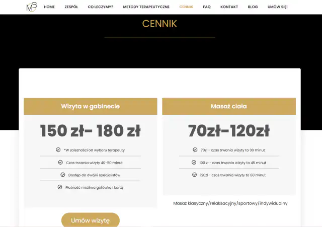 fizjoterapia - 4 cennik fizjoterapia - cennik